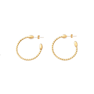 Boucles d'oreilles créoles en acier inoxydable plaqué or, design torsadé, petite taille, bijoux tendance pour femmes - Product Image 2
