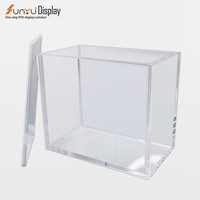 Vente en gros de cartes en plexiglas acrylique transparent Evolution Booster Boîte de présentation POP Modèle avec logo autocollant pour la publicité