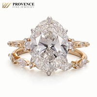 Collection de mariage, bague de fiançailles en or jaune massif 10 carats avec diamant de laboratoire ovale 5 carats, 6 griffes, ensemble de bijoux fins sur mesure pour mariée