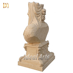 Venta al por mayor de mármol antiguo, esculturas de busto de mármol femenino, famosa <span class=keywords><strong>escultura</strong></span> de busto de mármol <span class=keywords><strong>con</strong></span> <span class=keywords><strong>velo</strong></span> de piedra para mujer <span class=keywords><strong>Con</strong></span> pedestal - Product Image 3