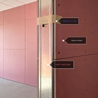 Plaque de plâtre ignifuge et résistante à l'humidité double sécurité, avec face papier, pour plafonds et cloisons en applications d'ingénierie