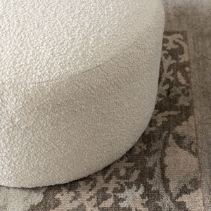 Taburete Otomano Moderno y Resistente Tapizado en Tela Bouclé Blanca para Apartamento, Escuela, Sala de Estar, Dormitorio, Entrada, Almacén - Product Image 6