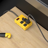Stop Kontak Industri Logam 20A dengan 4 Outlet, Pelindung Lonjakan Arus, Penutup Pengaman, Kabel Ekstensi 1.5FT-25FT