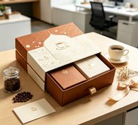 Boîte cadeau de luxe écologique en papier rigide, imprimée sur mesure, avec dorure or vert, pour chocolats, biscuits et dattes, pour l'Aïd
