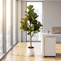 FLOWORLD Langlebiger Immergrüner Geigenblatt-Feigenbaum 1,83 m Hoch Künstlicher Metalltopf 183 cm H x 35 cm T Innen-/Außendekoration