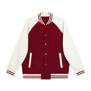 380g Contrast Color Baseball Jacket Stand Collar Coat Party Group Wear <b>Work</b> Wear Custom Logo Embroidery Pattern Coat - Product Image 3