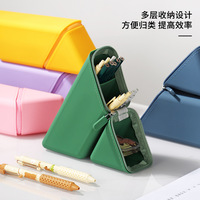 Étui à crayons télescopique vertical en silicone souple - Trousse de papeterie grande capacité pour l'école et le bureau
