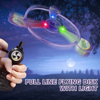Juguete volador LED, deportes interactivos, cuerda de tracción, juguete volador, platillos voladores, cadena de línea de tracción iluminada, platillo de disco volador de plástico, juguete
