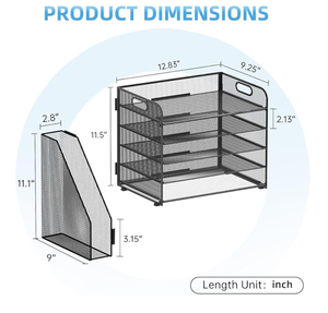 ที่จัดระเบียบโต๊ะทำงาน 5 ชั้น พร้อมที่ใส่แฟ้ม ที่จัดระเบียบอุปกรณ์สำนักงาน และที่เก็บกระดาษ ที่จัดระเบียบเอกสารแบบตาข่ายสำหรับวางบนโต๊ะ - Product Image 2