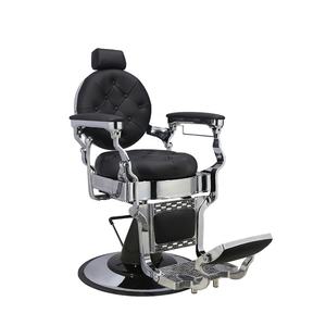 Silla de Barbería de Alta Calidad, Estilo Antiguo Negro y Dorado, Ajustable y Reclinable, Personalizable - Product Image 3
