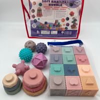 Juguetes Educativos Sensoriales Montessori para Bebés, Libres de BPA, Bloques de Apilamiento de Silicona Suave