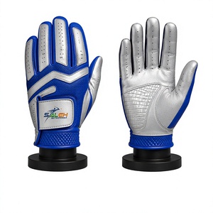 Custom Royal Blue <b>Silver</b> Golf <b>Gloves</b> Premium Synthetic Leather Breathable Grip Performance Sports <b>Gloves</b> OEM ODM Wholesale RTS - Product Image 4