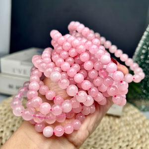Fanshi Chất Lượng Cao Tinh Thể Tự Nhiên Vòng Đeo Tay Màu Hồng Hồng Thạch Anh Đánh Bóng Thủ Công Mỹ Nghệ Phong Thủy Chữa Bệnh Quà Tặng Đá Tốt Đính Cườm - Product Image 2