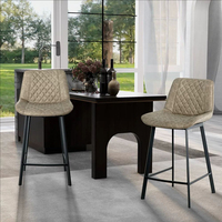 Tabouret de bar moderne et élégant avec structure en fer, stable et durable, siège en cuir pour chambre, salon, bar à domicile
