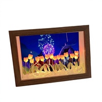 Bingkai Foto Kayu LED 3D Lampu Malam Tulip Modern Bahan DIY Buatan Tangan Dekorasi Rumah Hiasan Kamar Tidur untuk Pacar Keluarga