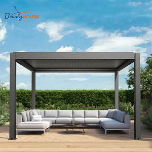 Pérgola impermeable <span class=keywords><strong>de</strong></span> aluminio <span class=keywords><strong>con</strong></span> marco recubierto <span class=keywords><strong>de</strong></span> polvo Cubierta <span class=keywords><strong>de</strong></span> patio <span class=keywords><strong>Toldo</strong></span> <span class=keywords><strong>de</strong></span> techo-Gazebo y pabellón <span class=keywords><strong>de</strong></span> <span class=keywords><strong>madera</strong></span> natural tratada a presión - Product Image 1
