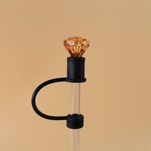 Nouveau luxe 3D diamant cristal crème 8mm 10mm Silicone anti-poussière boisson accessoires paille charme casquette paille couverture Topper - Product Image 4