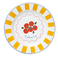 Ventes en gros de plats en émail ronds plats personnalisés de 18 cm, 20 cm, 25 cm, pour la cuisine, la salle à manger, la décoration créative, impression intégrale, service de nourriture
