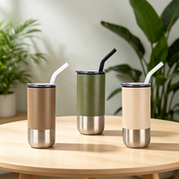 Gobelet de voyage personnalisé en acier inoxydable 16 oz avec paille, logo sur mesure, cadeau de rentrée scolaire