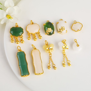 Colgante de Bambú con Incrustaciones de Oro Antiguo e Imitación de Jade Hetian, para Bisutería DIY, Accesorio para Pulseras y Collares - Product Image 4