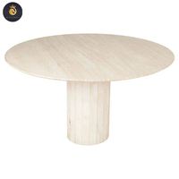 Tables à manger personnalisées Table moderne et durable en pierre de travertin pour l'extérieur et l'intérieur Table à manger ronde en travertin