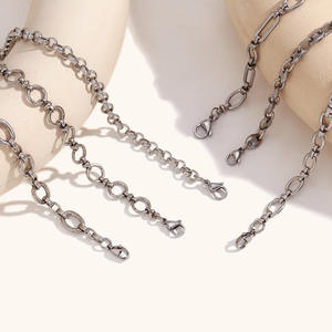 Bracelet <span class=keywords><strong>de</strong></span> <span class=keywords><strong>cheville</strong></span> européen et américain en acier inoxydable nœud papillon trombone géométrique <span class=keywords><strong>grain</strong></span> <span class=keywords><strong>de</strong></span> café couture nouée à la main chaîne <span class=keywords><strong>cheville</strong></span> - Product Image 3