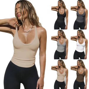 Casual <b>Top</b> for Women High Quality Fitted O-Neck Knitted Tank Breathable Sleeveless for Workout Yoga Daily Use Front Included - Product Image 4