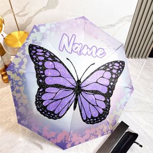 1 Parapluie Pliant Personnalisé Papillon Violet Sans MOQ, Cadeau Floral Personnalisé, Impression UV, Commande Unique, Paraguas Personalizado - Product Image 1
