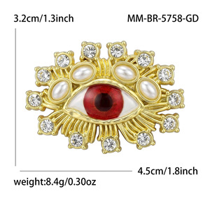 Broche ZHENXUN en perles et diamants <span class=keywords><strong>Yakin</strong></span> Eyes, pour costumes et manteaux, vente directe d'usine, vente en gros, polyvalente - Product Image 6