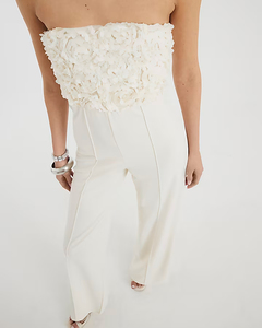 A medida etiqueta privada sin mangas 3D pétalos Bandeau mono señoras Oem Odm mujeres ropa elegante ropa reunida Mesa - Product Image 1