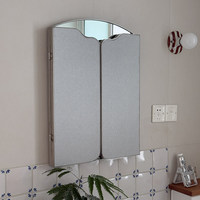 Stainless Steel Three-Fold Bathroom Mirror Hover Folding Feng Shui Mirror Desktop Dressing Mirror Wall Decorative Mirror