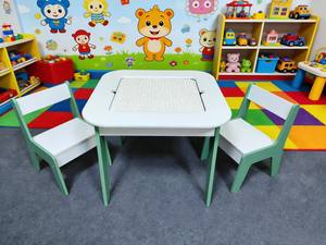 Ensemble de <span class=keywords><strong>table</strong></span> et de chaises pour enfants multifonctionnel, moderne, simple et élégant, en combinaison de couleurs blanc et vert - Product Image 2