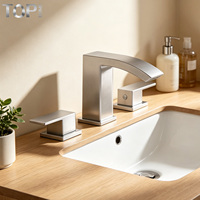 Robinet de salle de bain mural en acier inoxydable 304, double poignée, mitigeur de lavabo à cartouche céramique, eau chaude et froide, style classique