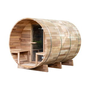 Nouveau design Baril d'extérieur en cèdre rouge Sauna2-6People Prix de gros Salle de vapeur panoramique - Product Image 2