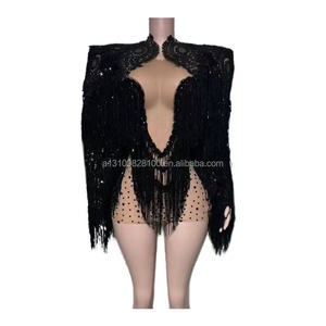 Falda Corta Ajustada y Sexy con Lentejuelas, Pedrería y Borlas, para Cantantes <span class=keywords><strong>de</strong></span> Bar, Grupos <span class=keywords><strong>de</strong></span> Chicas, Disfraces <span class=keywords><strong>de</strong></span> Actuación - Product Image 1