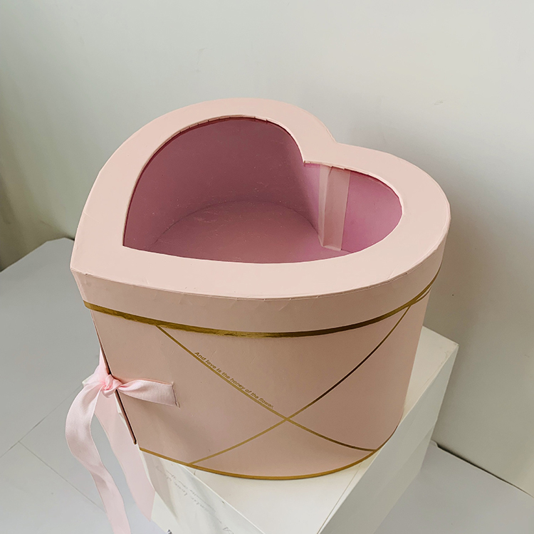 luxury empty two layer heart shaped paper packing decorating rose flower box for flowers