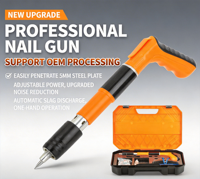 Pistola de grapas mini naranja de grado industrial con 5 velocidades ajustables, kit con 200 clavos, bolsa de accesorios, clavadora manual para bricolaje, manualidades y reparaciones del hogar