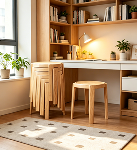 Modern Wooden Octagonal <b>Stool</b> Solid Wood Bedroom Furniture Scandinavian Style Small Side <b>Table</b> for Home Use - Product Image 4