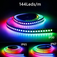 WS2815 5050RGB Bande LED intelligente 12V DC 5m Rouleau 30 60 144LEDsM Noir Blanc PCB IP30 IP65 IP67 Lumière Pixel adressable individuellement