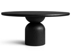 Table de salle à manger ronde en bois avec base géométrique, table de restaurant moderne en <span class=keywords><strong>chêne</strong></span> massif pour café, hôtel, banquet - Product Image 2