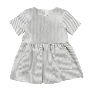 Commercio all'ingrosso Bambini Boutique di Abbigliamento Biancheria per Neonati Che Coprono Le Ragazze Della Banda di <span class=keywords><strong>Lino</strong></span> Manica Corta Vestiti Da Estate con Tasche - Product Image 5