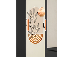 Armoire en acier imprimé motif arche terre cuite 1200 mm avec 2 portes coulissantes, miroir et tiroir, rangement de chambre en métal