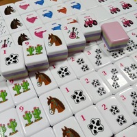 Tuiles de mahjong en acrylique personnalisées de luxe, 160 pièces, jeu de mahjong américain, design de guitare western, jeu de table