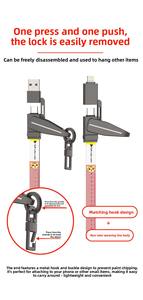 สายชาร์จโทรศัพท์มือถือ 4-in-1 ดีไซน์แบบสายคล้องคอ พร้อมสายชาร์จหลายหัว 60W 1.2 เมตร ชนิด Type C USB ชาร์จเร็ว รองรับ PD ใช้ได้กับโทรศัพท์ทุกรุ่น - Product Image 4