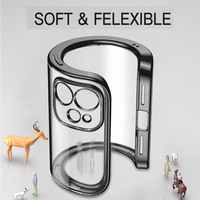 Coque de téléphone portable en TPU transparent électro-plaqué de luxe, modèles 16/15/14 Pro Max/13/11 Pro, souple et antichoc