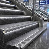 Profilé de nez de marche en aluminium SHIZI avec insert antidérapant en caoutchouc, canal dissipateur de chaleur, diffuseur, lumière de sécurité pour bord de marche, OEM