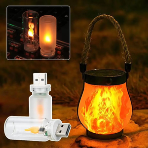 Luce notturna a LED con fiamma tremolante USB, in vetro smerigliato trasparente, effetto fiamma simulata <span class=keywords><strong>per</strong></span> auto, casa, stanza, laptop, PC, decorazione <span class=keywords><strong>per</strong></span> feste - Product Image 2