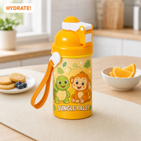 Bouteille d'eau réutilisable de 350 ml avec logo personnalisé, écologique, de qualité alimentaire, style vintage, en plastique, pour enfants, idéale pour les fêtes
