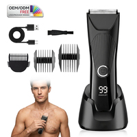 Tondeuse corporelle homme pour poils du pubis, utilisation humide et sèche, avec écran LED, étanche IPX7
