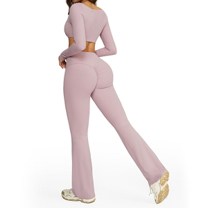 Conjunto Deportivo para Mujer 2024, Ropa de Gimnasio y <span class=keywords><strong>Yoga</strong></span>, Leggings de Cintura Alta, Top Deportivo de Manga Larga - Product Image 3
